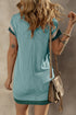 Textured Colorblock Edge Patched Pocket T Shirt Dress
